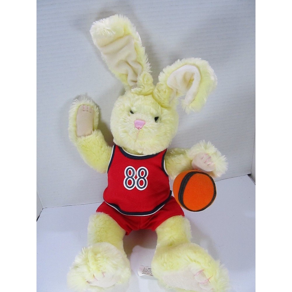 Wondertreats Yellow Bunny Rabbit Basketball Plush Poseable Ears 14"